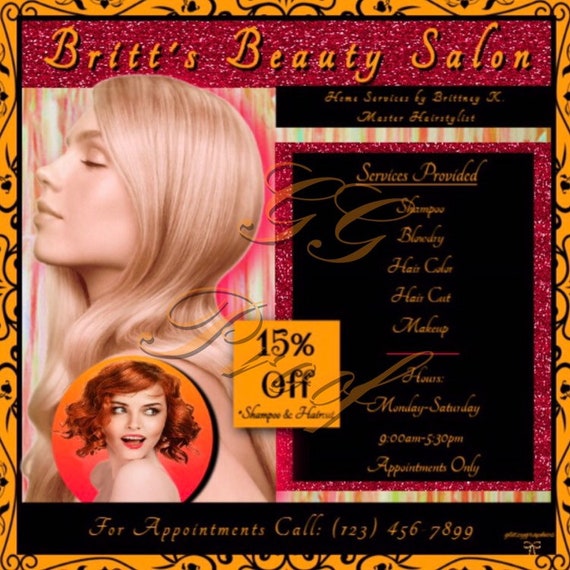 Premade Customized Hair Salon Flyer Etsy