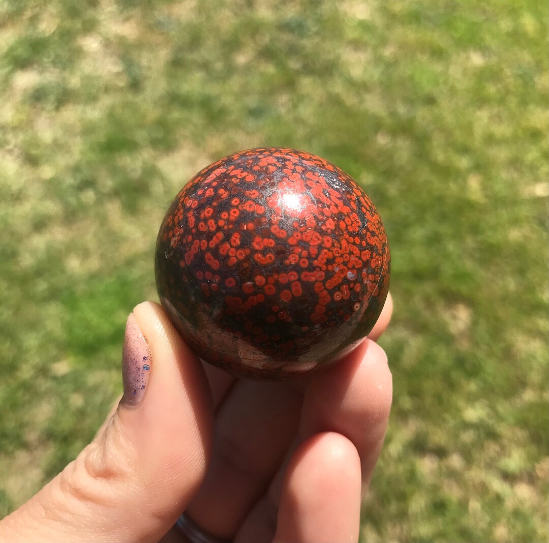 Poppy Sphere Very Rare Red Poppy Jasper Sphere, USA, 77g, 37mm, Chakra Healing Stone ...