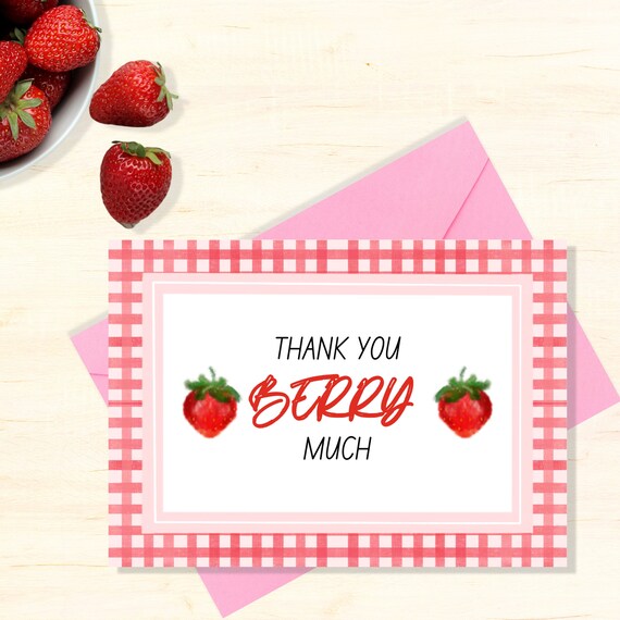 Thank You Berry Much Printable Thank You Card Food Pun - Etsy