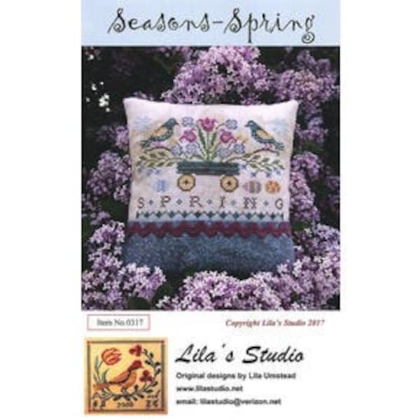 Seasons Spring by Lila's Studio | Spring Cross Stitch Chart | Blue Bird Cross Stitch