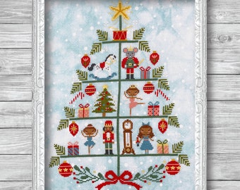 The Nutcracker Tree Cross Stitch Pattern by Tiny Modernist