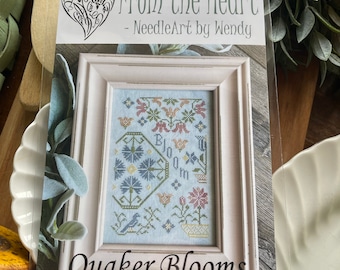 Quaker Blooms  by From the Heart NeedleArt by Wendy | Quaker Sampler Pattern | Quaker Cross Stitch Charts