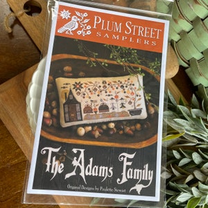 The Adam's Family by Plum Street Samplers Cross Stitch Pattern | Halloween Cross Stitch Chart | Cross Stitch Sampler
