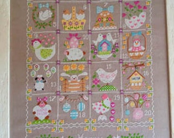 Shabby Easter Calendar by Cuore e Batticuore | Cross Stitch Chart | Cross Stitch Sampler | Spring Cross Stitch