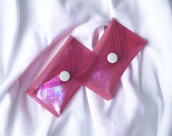 Pink Vinyl Cardholder Oilslick Clear Snap Card Case