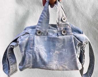 Denim Crossbody Upcycled Bag | Denim Handle and Side Pockets