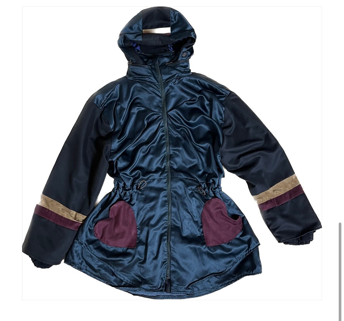 Peplum Jacket Dark Green and Black Packable Hood Heart Pockets Rain Jacket Etsy UK