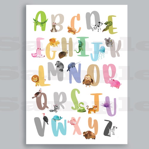 Printable Animal ABC Poster Animals Alphabet Print Digital | Etsy