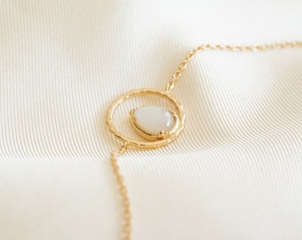 Feinvergoldetes Mondstein-Armband aus Edelsteinen