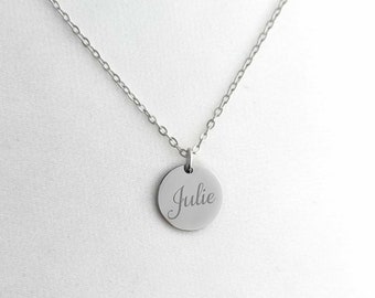 Personalized Silver Stainless Steel Necklace - Personalized Necklace to Engrave, Birthday Gift, Mother's Day, Gift for Her