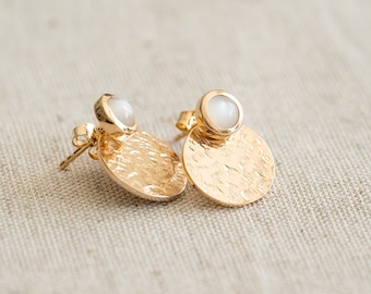 Moonstone Gold Plated Precious Stone Earrings