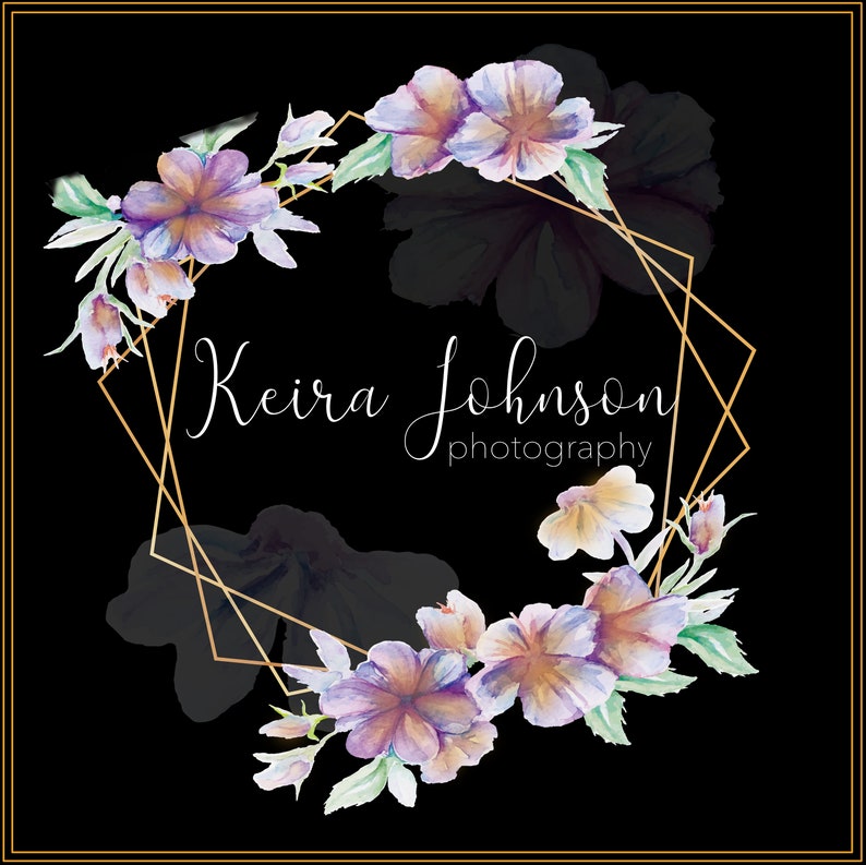 Flowers Watermark Gold Logo PNG Logo for Images Etsy