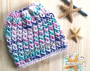 The Sea Star Signature Messy Bun Beanie PDF Pattern