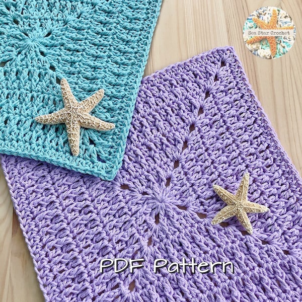 The Sea Star Boardwalk Washcloth (Granny Square) PDF Pattern