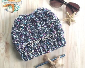 The Messy “Beach Bun” Beanie PDF Pattern