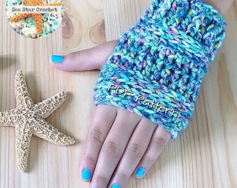 Sea Star Fingerless Gloves PDF Pattern Multiple Sizes included