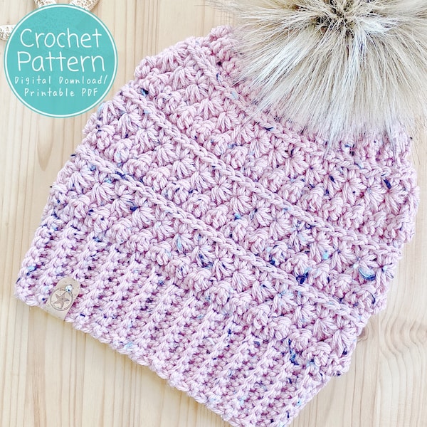 The Sea Star Bay Beanie PDF Pattern/Digital Download 4 sizes & Messy Bun Version Included
