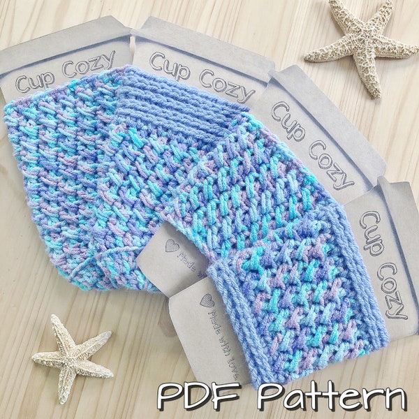 The Sea Star Signature Cup Cozy PDF Pattern Includes 4 Variations!