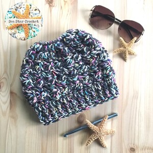 The Messy Beach Bun Beanie PDF Pattern image 3