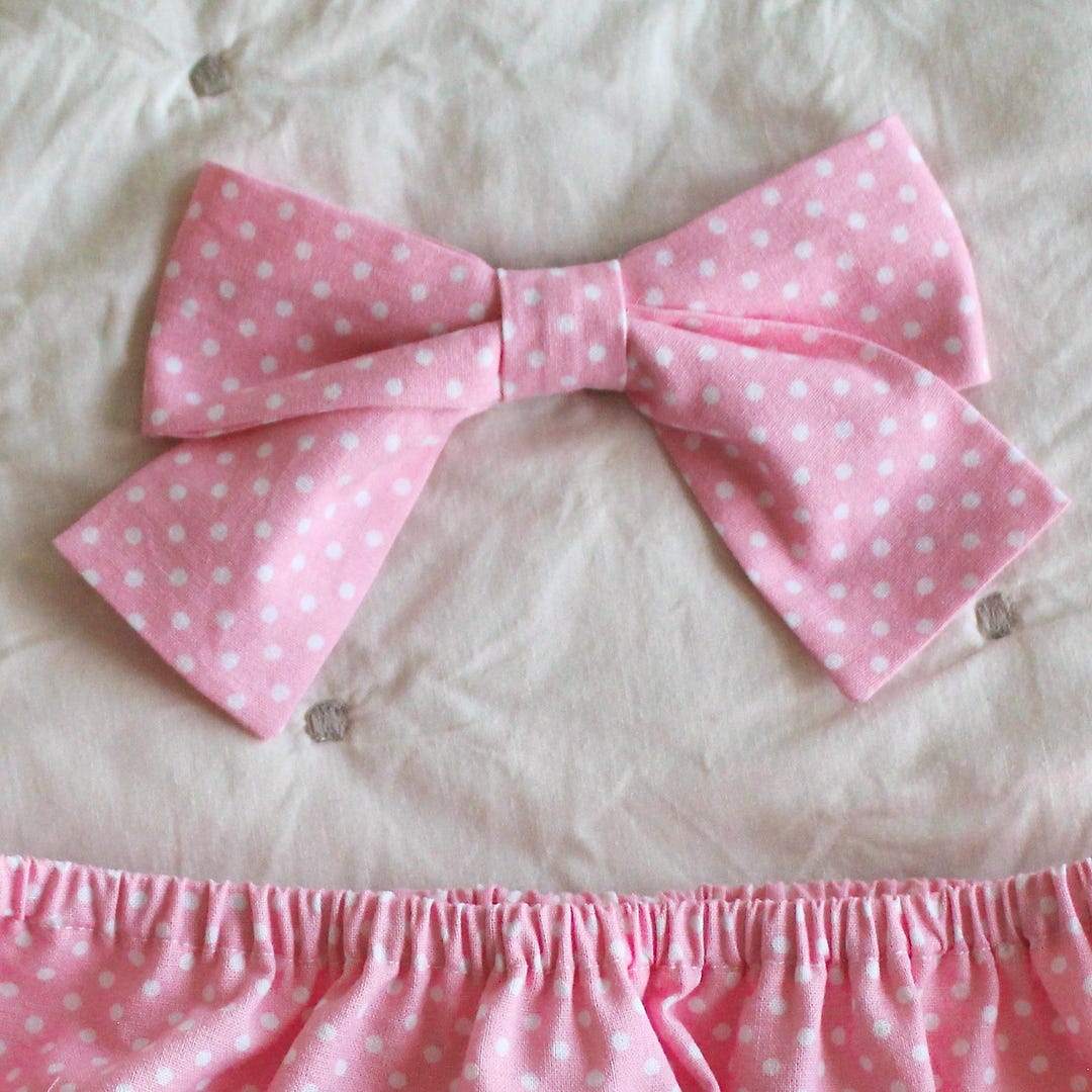 Pink Polka Dot Fabric Hair Bow, Headband or Barrette - Etsy
