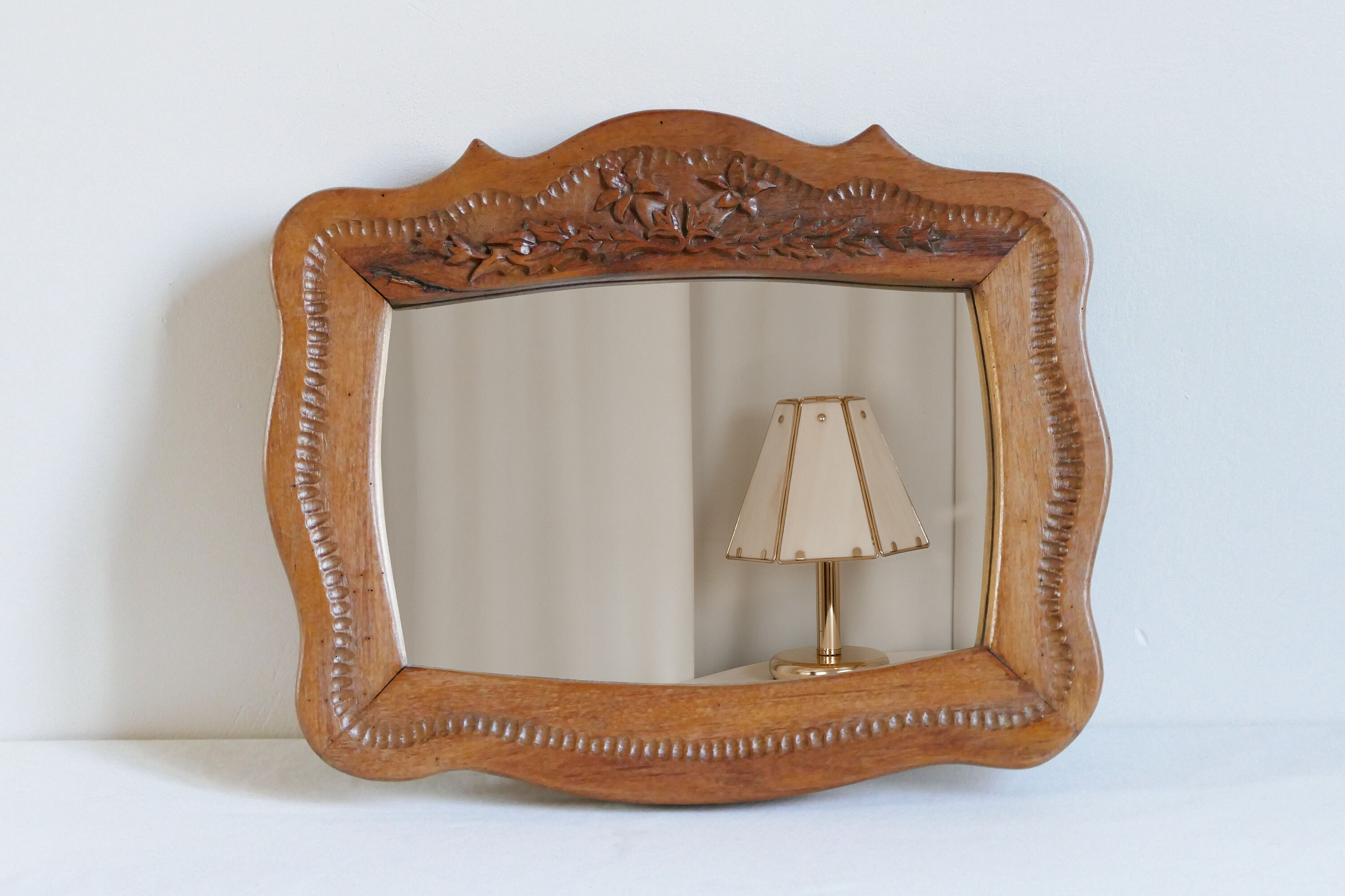 Miroir Ancien Des Années 30 Style Art Nouveau Sculpté à La Main