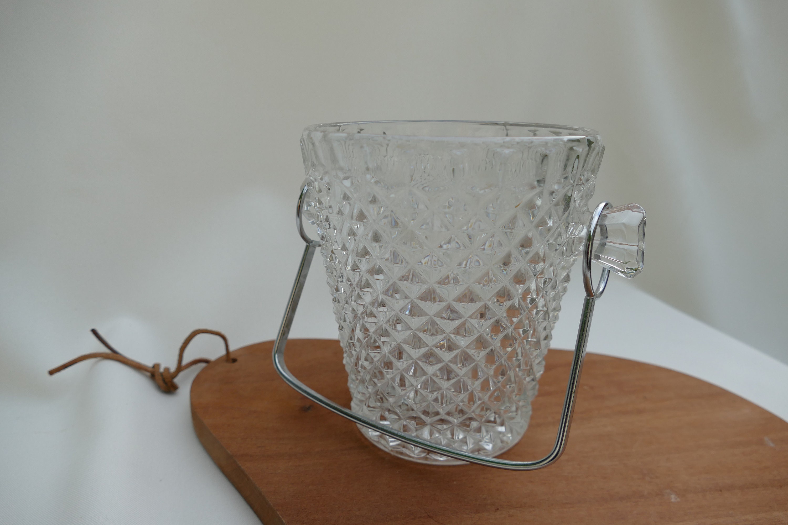 Seau à Glace Vintage En Verre Transparent - Reproduction 1960-80, Avec Anse, Lavable