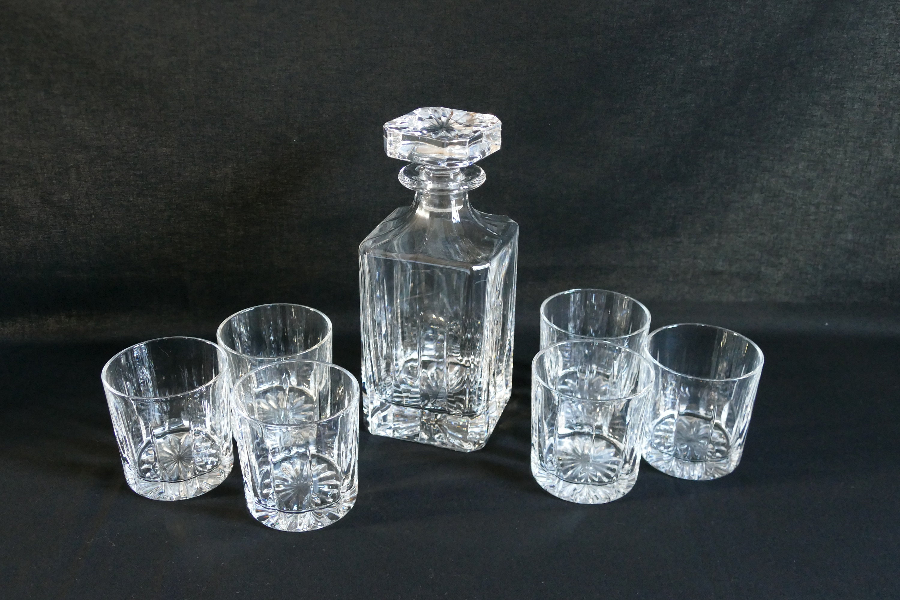 Carafe à Whisky en Cristal Taillé Vintage et Ses Six Verres