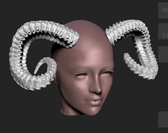 STL Model of Demon Horn for head ver009 for 3D printing