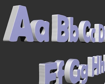 STL models of Letters of the English Alphabet Aa-Zz Design font for 3D printing