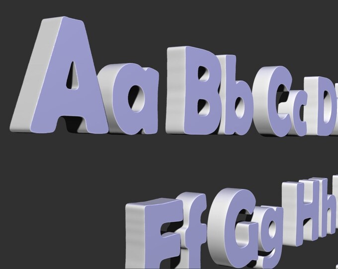 STL Models of Letters of the English Alphabet Aa-zz Design Font for 3D ...