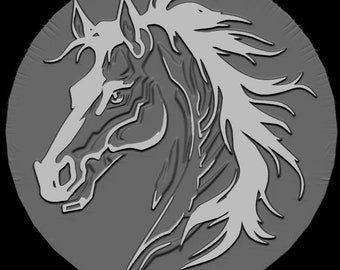 STL medal horse v023 coin painting for 3D work and printing on a 3D printer