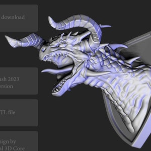 STL Dragon head wall mount Decoration for 3D printing