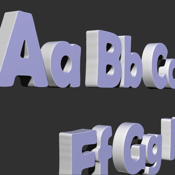 STL models of Letters of the English Alphabet Aa-Zz Design font for 3D printing