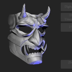 STL 3D model Japanese samurai mask skull head accessory