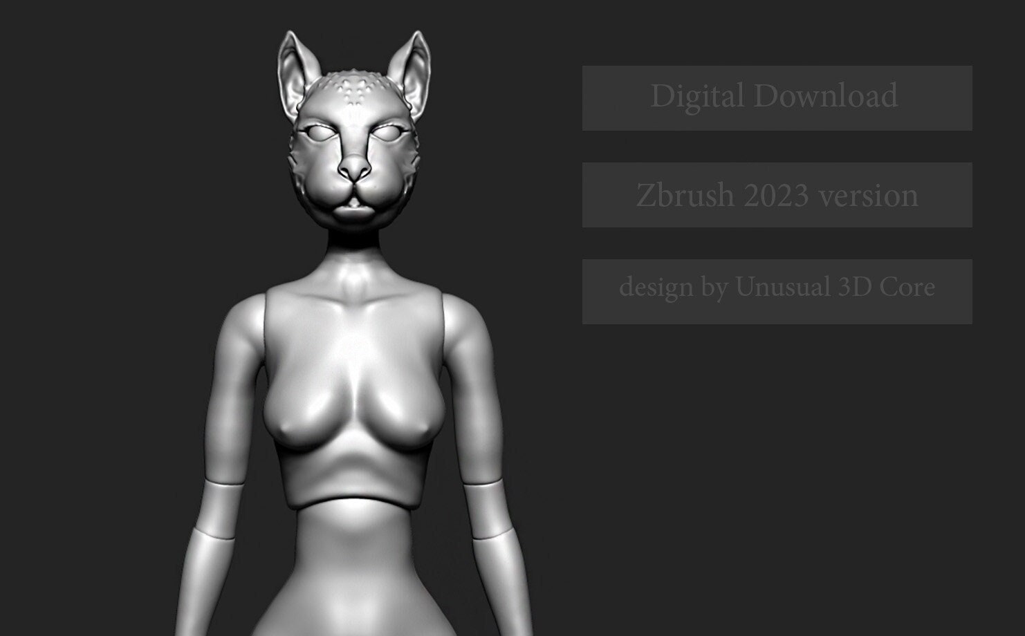 3D model Cat head for BJD doll STL file. printing on a 3D printer