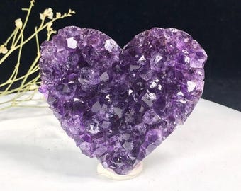 Hart van kristal met amethist van AAA-kwaliteit: natuurlijke genezende steen (2,5 inch)