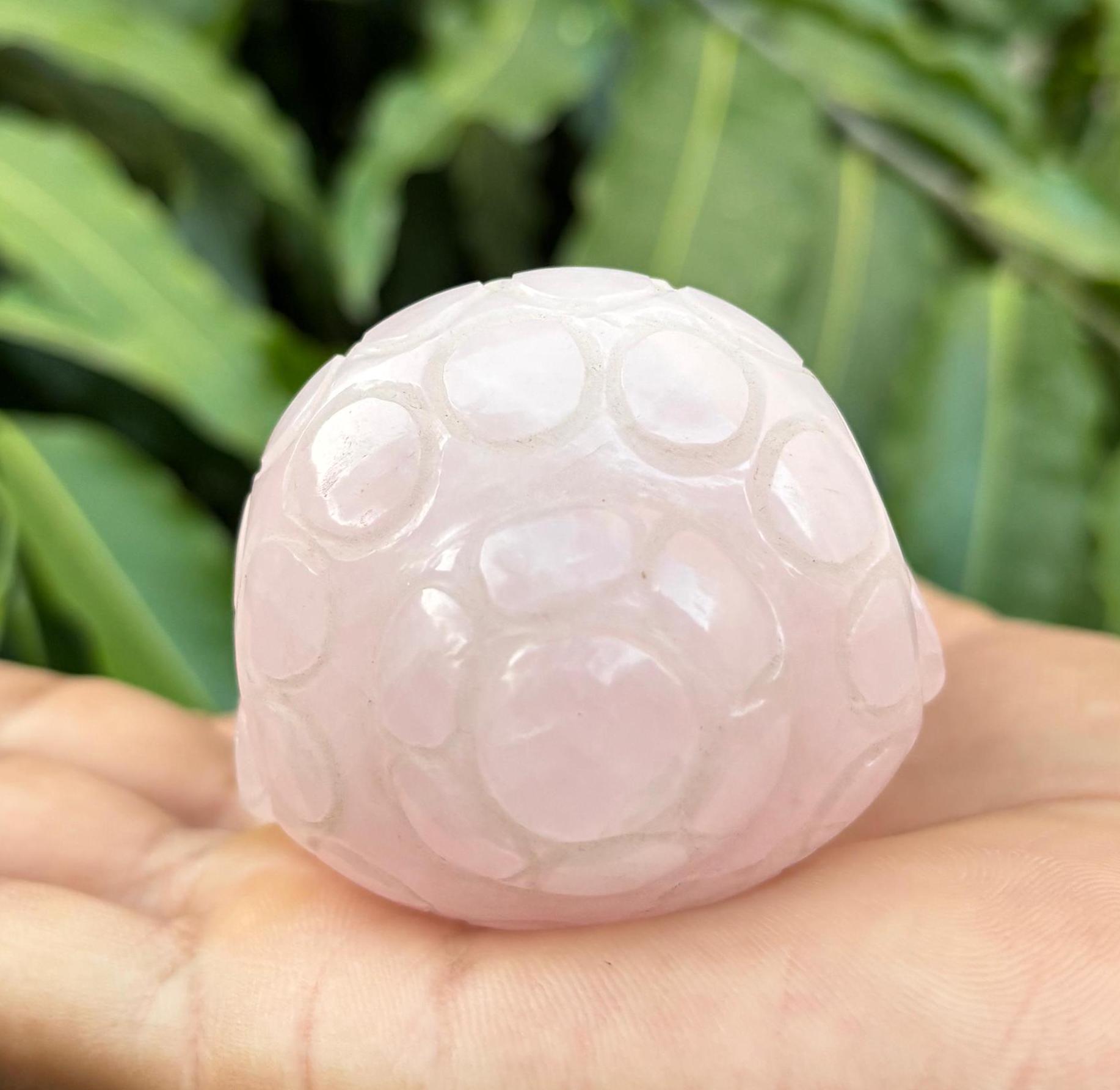 天然石 ローズクォーツ 仏頭 彫刻 オブジェ