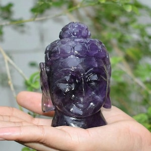 Amethyst Buddha Handmade carving of serene and meditating Lord Buddha purple Buddha Home Decor Amethyst BuddhaHead