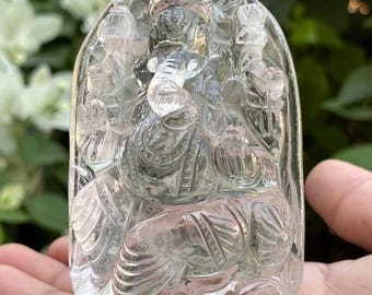 クリスタルガネーシャ、彫刻されたガネーシャ像、白いガネーシャの芸術
