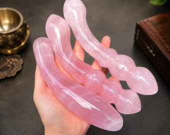 Varinha de Massagem de Quartzo Rosa Natural, 20,8 cm (8,2 polegadas), Cristal de Cura Reiki, Bastão de Massagem para Autocuidado, Decoração Espiritual