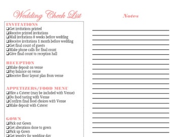 Bride Check List | Wedding Check List | Wedding Planner | Wedding Organizer | Wedding Plan Sheet | Editable list | Printable Bride Checklist