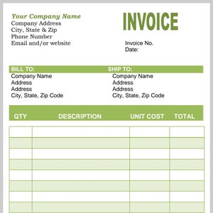 Invoice Template | Instant Download | Editable Invoice | Printable Invoice | Receipt | Digital Invoice