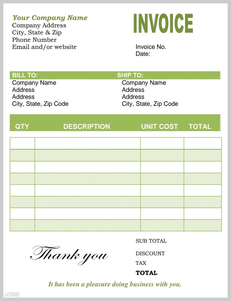 Invoice Template Instant Download Editable Invoice - Etsy