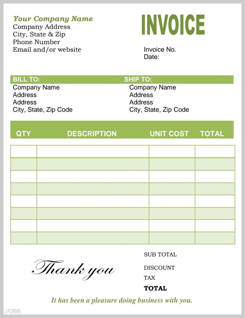 word invoice template download