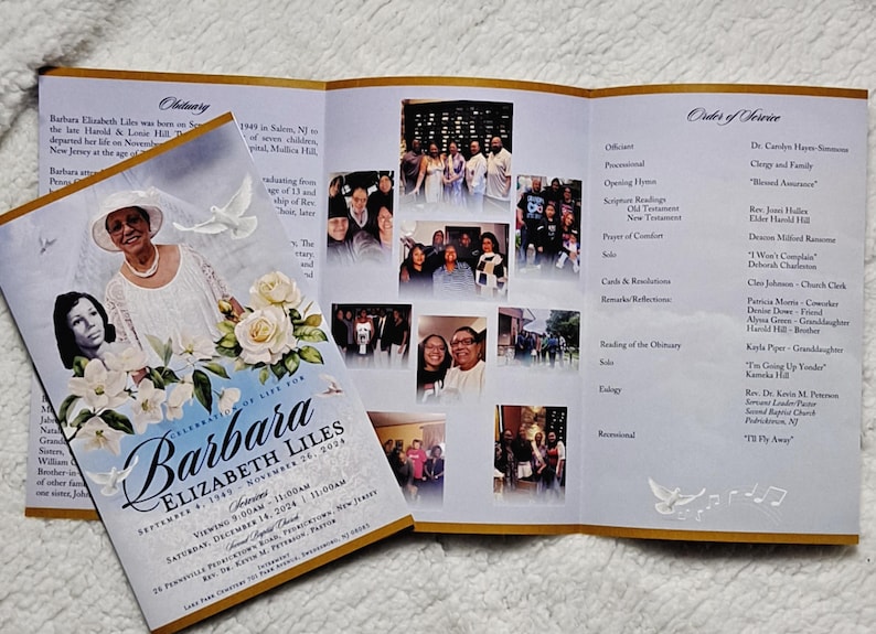 Obituay Programs Printed Funeral Program Memorial Keepsake Obituary Celebration of Life ...