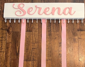 Personalized Baby Girl Bow Holder: 18 or 24” multiple font choices and colors, Clip Bows, Baby Gift Girl, Shower Gift, Girl's Room Organizer