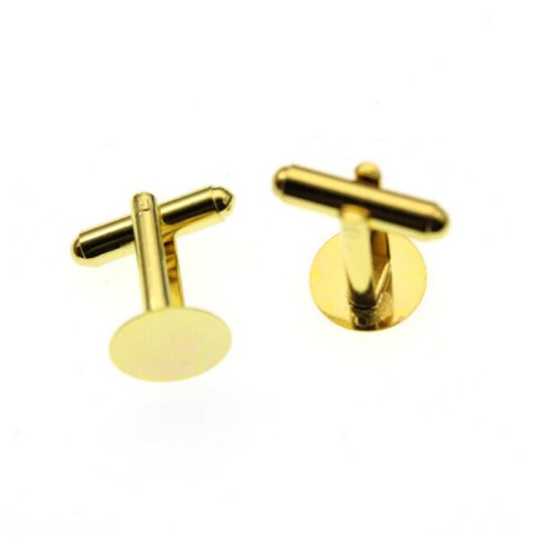 10 Pairs of Gold Plated 12mm Cuff Link Blanks