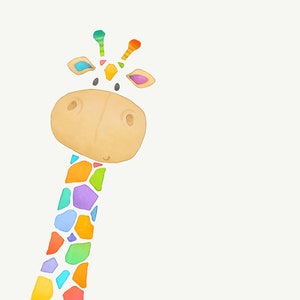 Giraffe Stoff Wandtattoo, Kleinkind Aquarell Zimmer Dekor, Tier Wandaufkleber Regenbogen