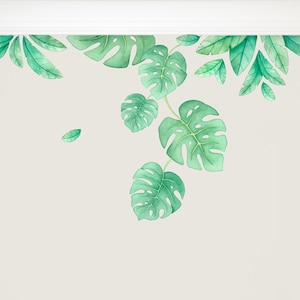 Simple Jungle Leaves Fabric Wall Decal, Jungle Nursery, Watercolour Decor, Safari Wall Art