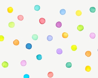 Fabric Wall Decal, Watercolour Rainbow Dots, Kids Polka Dot Decal, Wall Stickers